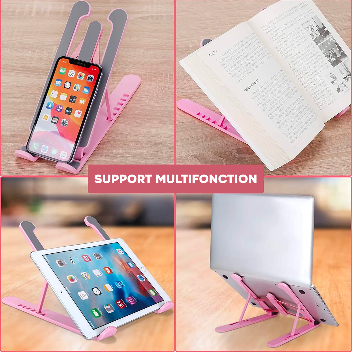 Support d'ordinateur portable pliable antidérapant inclinable à 6 niveaux