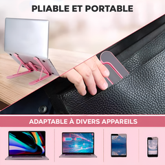 Support d'ordinateur portable pliable antidérapant inclinable à 6 niveaux