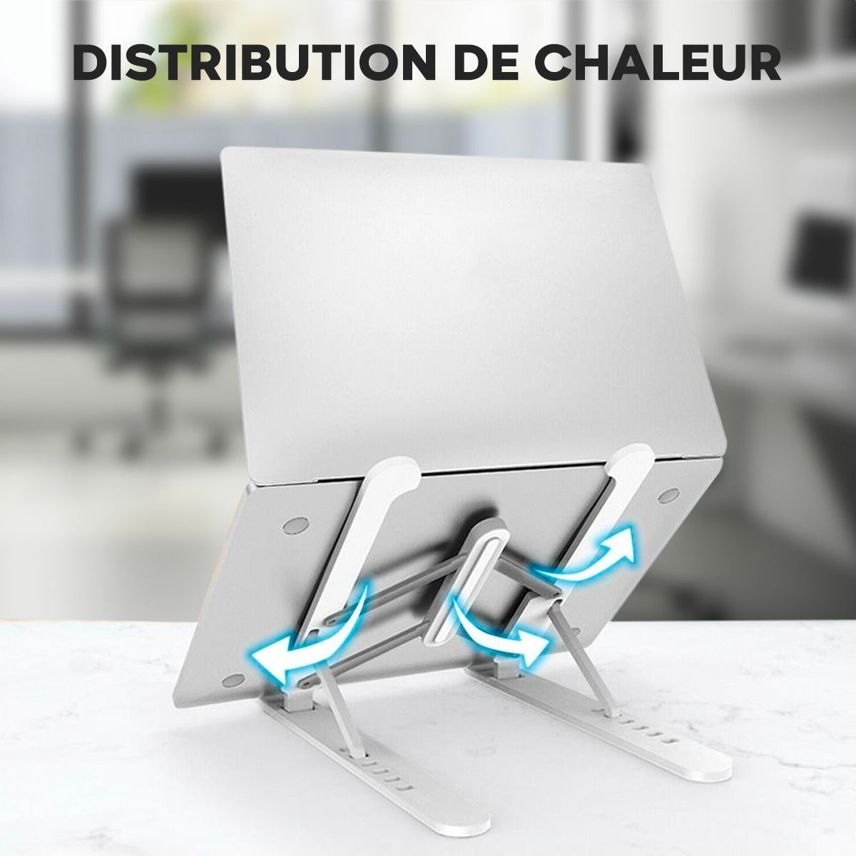 Support d'ordinateur portable pliable antidérapant inclinable à 6 niveaux