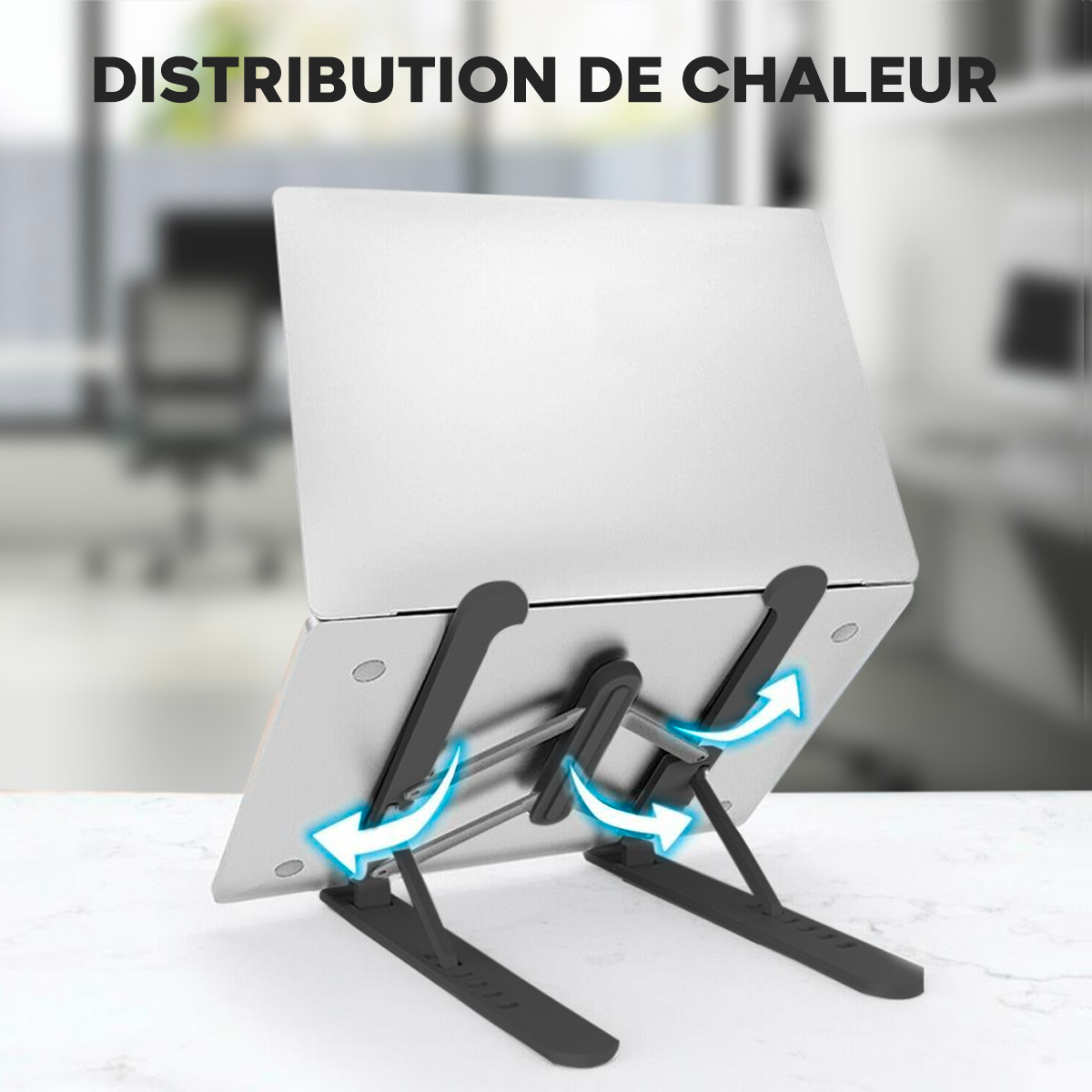 Support d'ordinateur portable pliable antidérapant inclinable à 6 niveaux