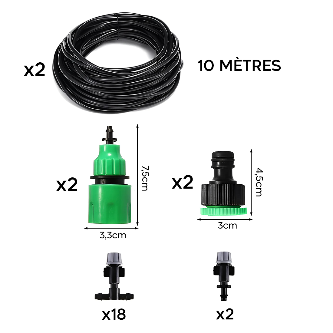 2 PZ Kit système d'arrosage automatique nébuliseur pour extérieur, câble de 10 m