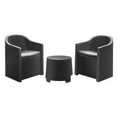 Set Giardino LUNA Salon Jardin Extérieur 2 Fauteuils Table Basse Outdoor Coussin