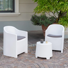 Set Giardino LUNA Salon Jardin Extérieur 2 Fauteuils Table Basse Outdoor Coussin