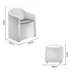 Set Giardino LUNA Salon Jardin Extérieur 2 Fauteuils Table Basse Outdoor Coussin