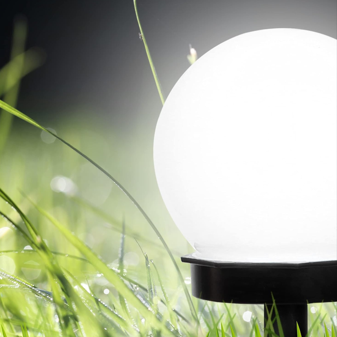 4pz Lampe Sphère Recharge Solaire 10cm pour Extérieur Piquet Plantable Jardin