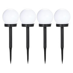 4pz Lampe Sphère Recharge Solaire 10cm pour Extérieur Piquet Plantable Jardin