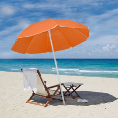 Parasol de plage inclinable antivent avec 8 baleines, mât en aluminium de 180 cm