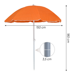 Parasol de plage inclinable antivent avec 8 baleines, mât en aluminium de 180 cm