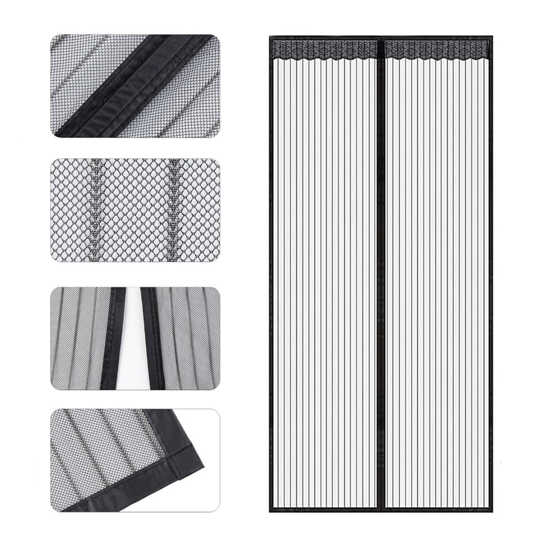 Moustiquaire Magnétique Portes Fermeture Aimant 100x210cm Rideau Anti-Moustiques