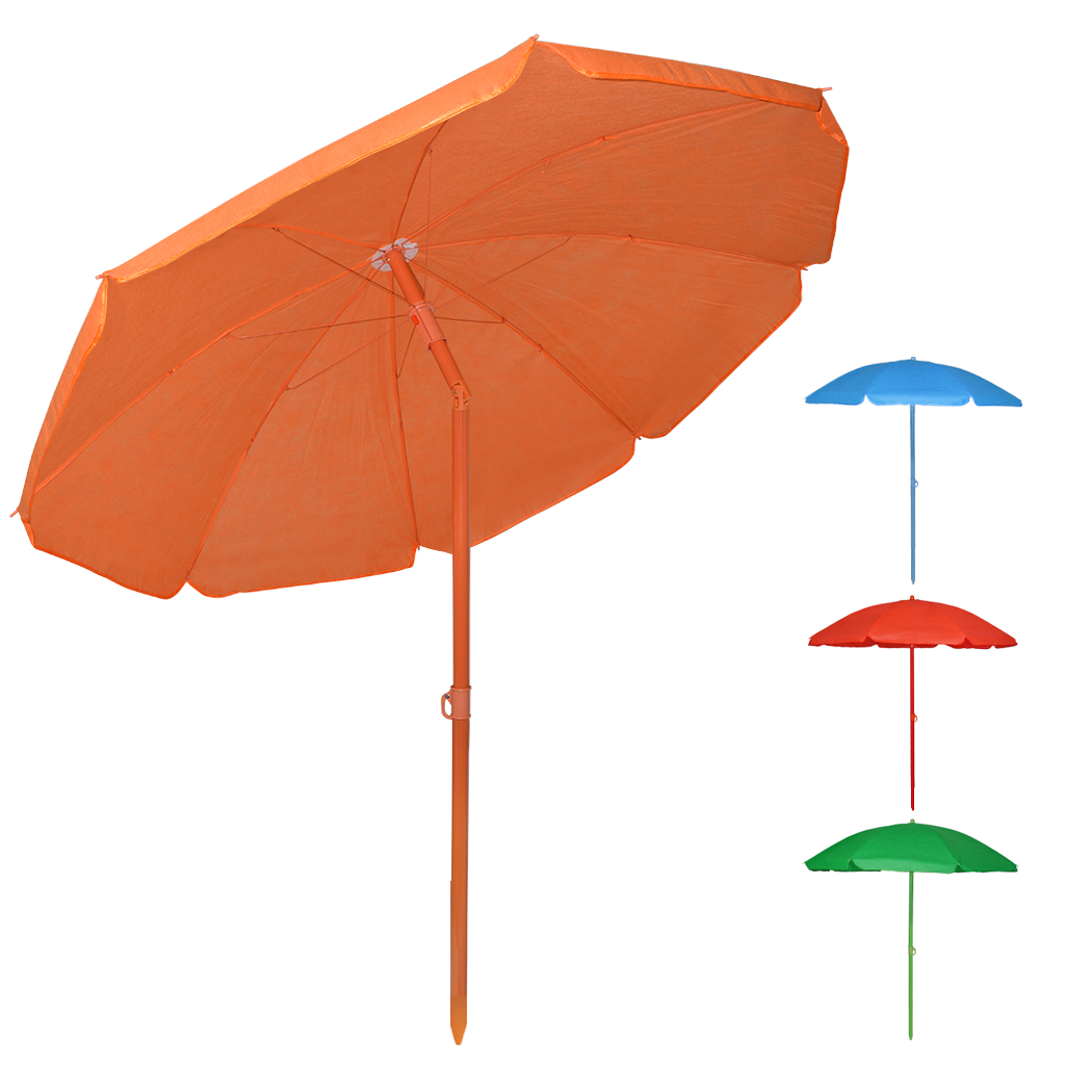 Parasol de Plage TNT Palinuro H185cm Inclinable 8 Bâtons Poteau en Aluminium