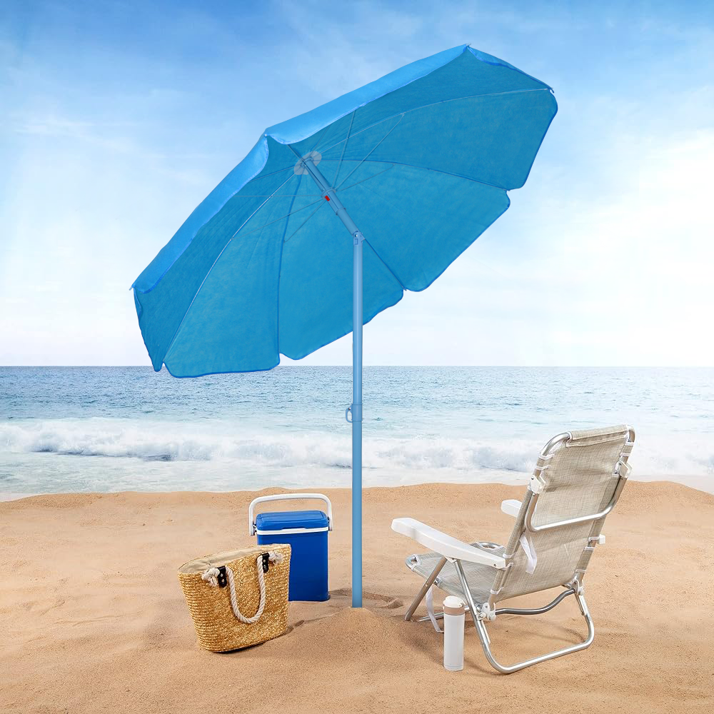Parasol de Plage TNT Palinuro H185cm Inclinable 8 Bâtons Poteau en Aluminium