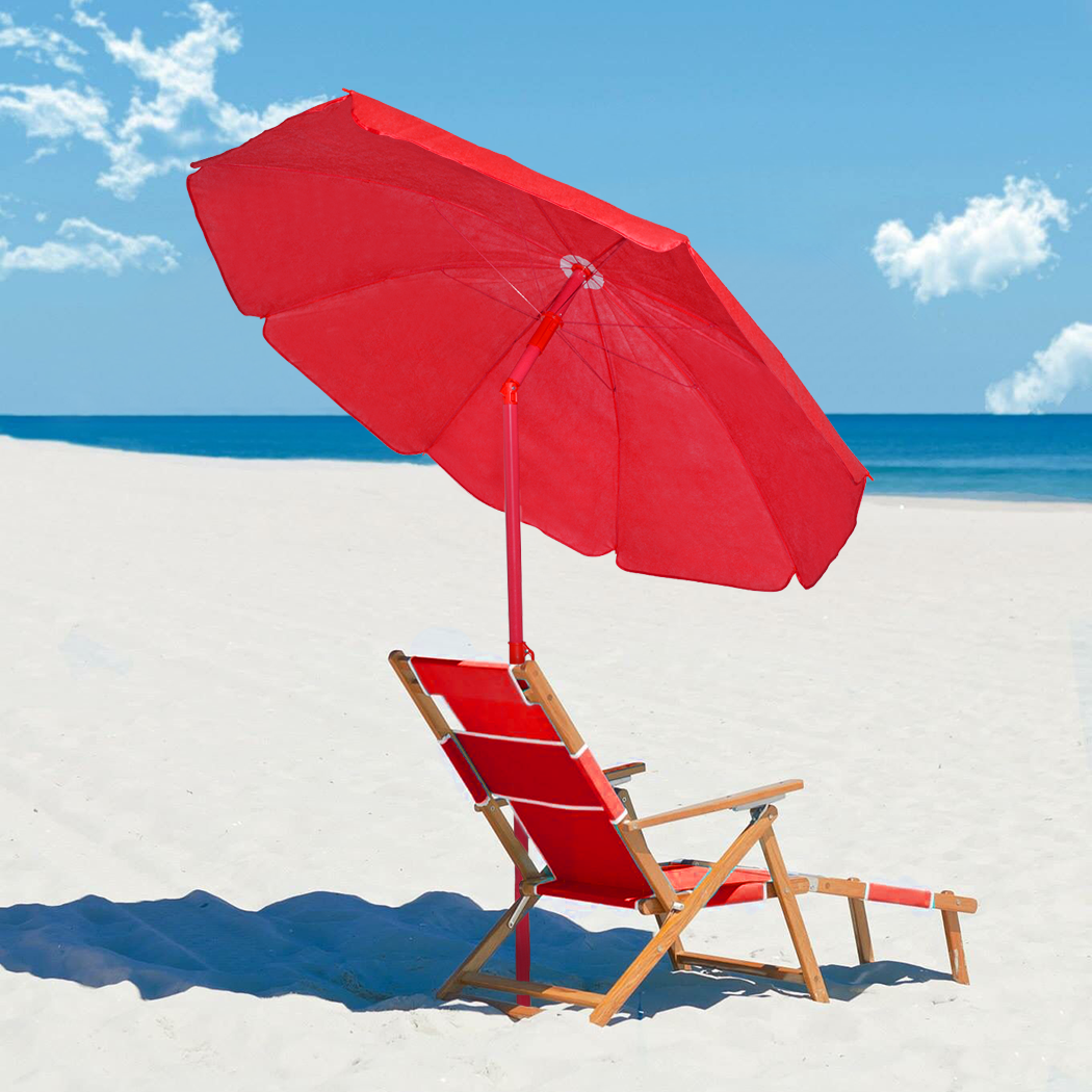 Parasol de Plage TNT Palinuro H185cm Inclinable 8 Bâtons Poteau en Aluminium