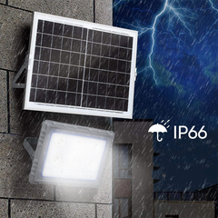 Projecteur Solaire LED 200W Panneau Solaire Crépusculaire 6500K IP66 Télécommand
