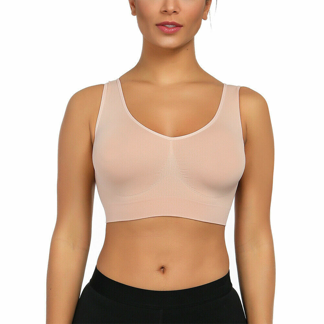 Soutien-gorge de sport Top sans armature avec épaule large respirante élastique