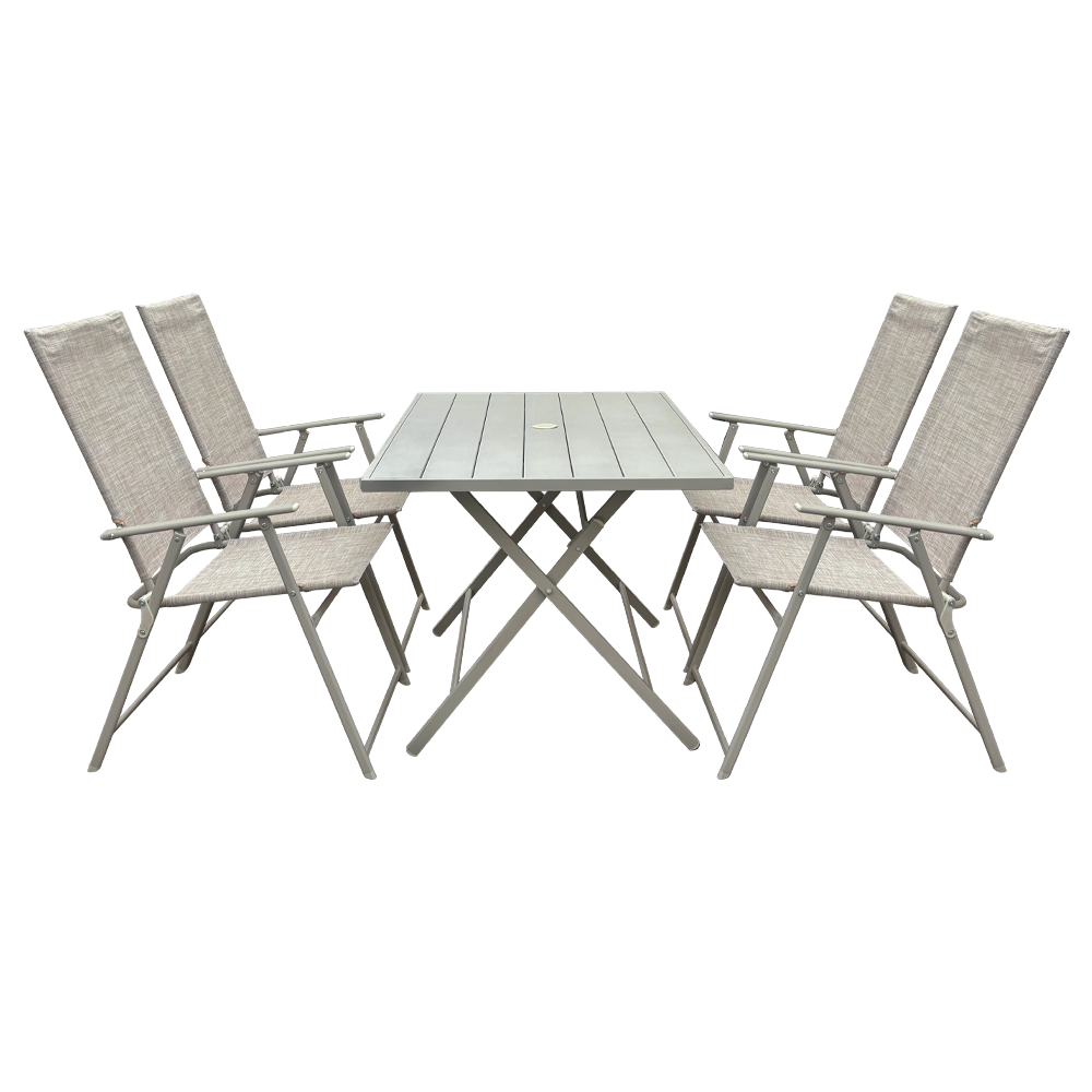 Ensemble Jardin Aluminium Table 4 Chaises en Textilène Pliantes pour Extérieur