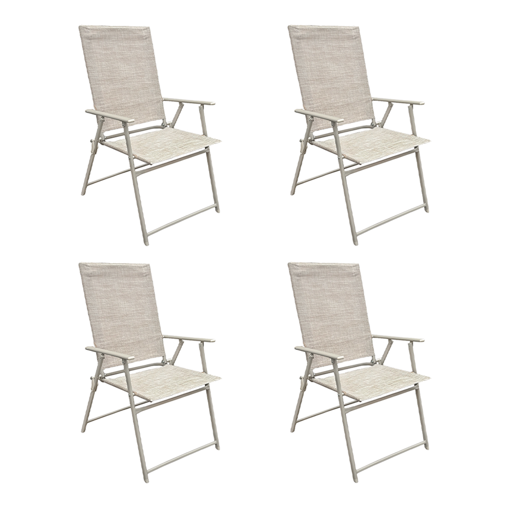 Ensemble Jardin Aluminium Table 4 Chaises en Textilène Pliantes pour Extérieur