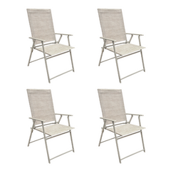 Ensemble Jardin Aluminium Table 4 Chaises en Textilène Pliantes pour Extérieur