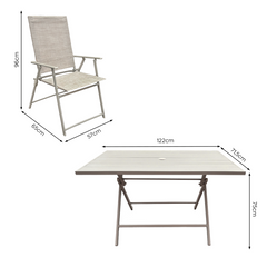 Ensemble Jardin Aluminium Table 4 Chaises en Textilène Pliantes pour Extérieur