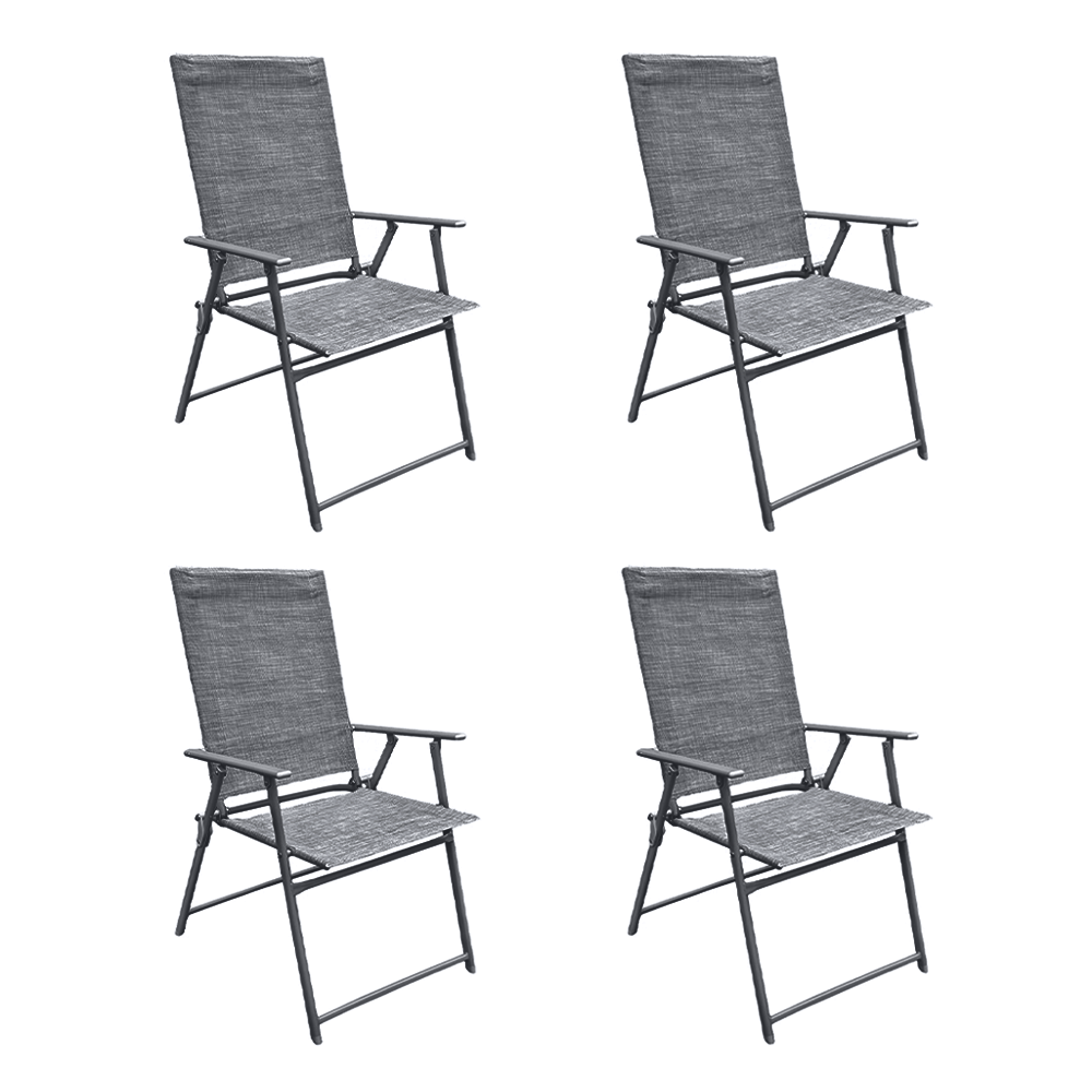 Ensemble Jardin Aluminium Table 4 Chaises en Textilène Pliantes pour Extérieur