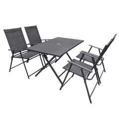 Ensemble Jardin Aluminium Table 4 Chaises en Textilène Pliantes pour Extérieur