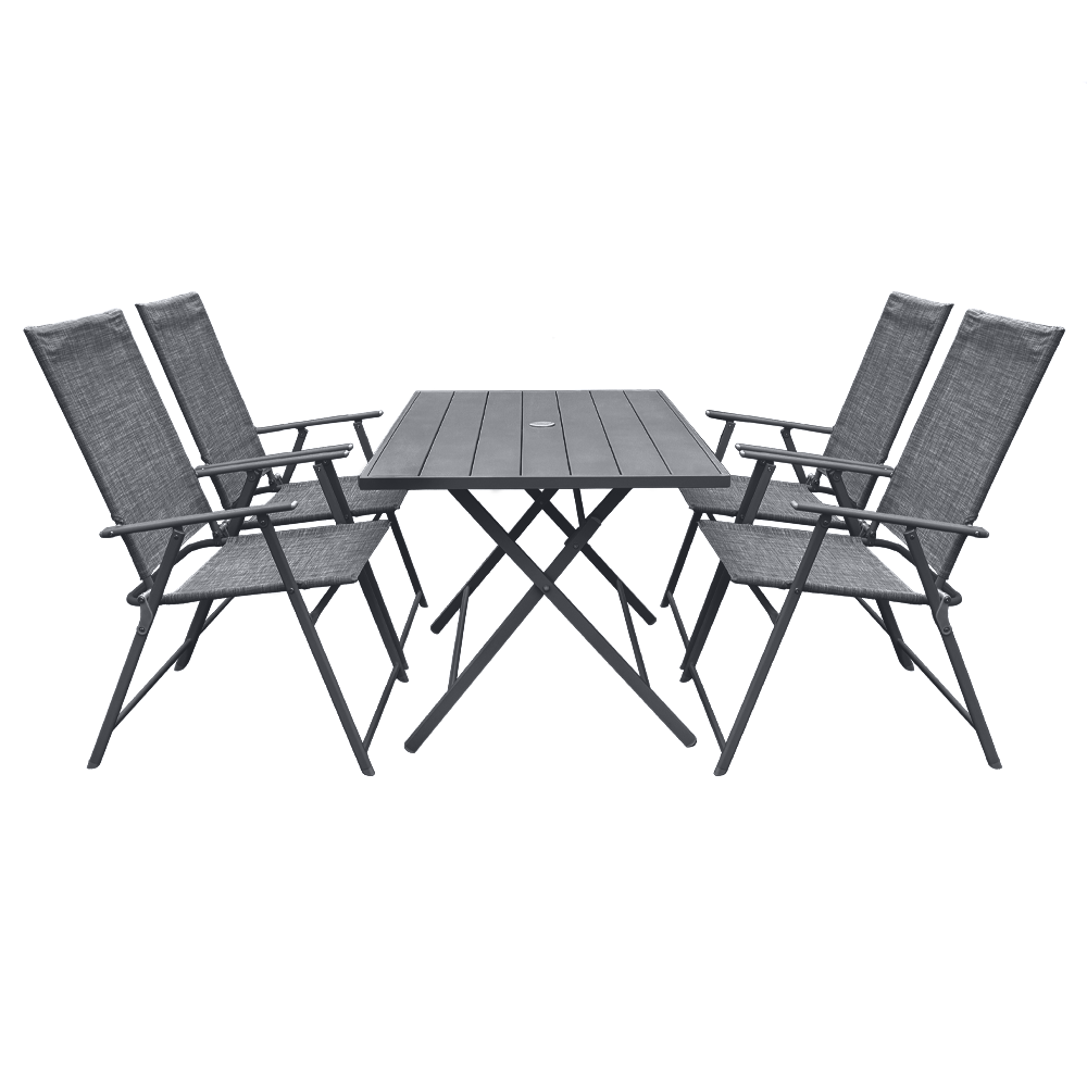 Ensemble Jardin Aluminium Table 4 Chaises en Textilène Pliantes pour Extérieur