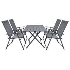 Ensemble Jardin Aluminium Table 4 Chaises en Textilène Pliantes pour Extérieur
