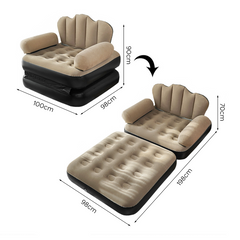 Fauteuil Gonflable avec Repose-pieds et Dossier Canapé en Tissu Velouté