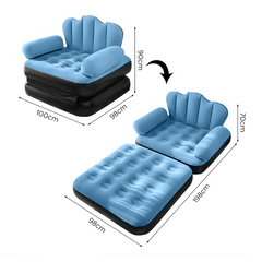 Fauteuil Gonflable avec Repose-pieds et Dossier Canapé en Tissu Velouté