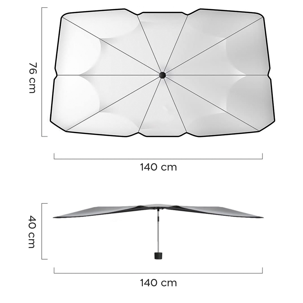 2 PZ Pare-soleil pliable voiture couverture de pare-brise universelle, 140x76cm