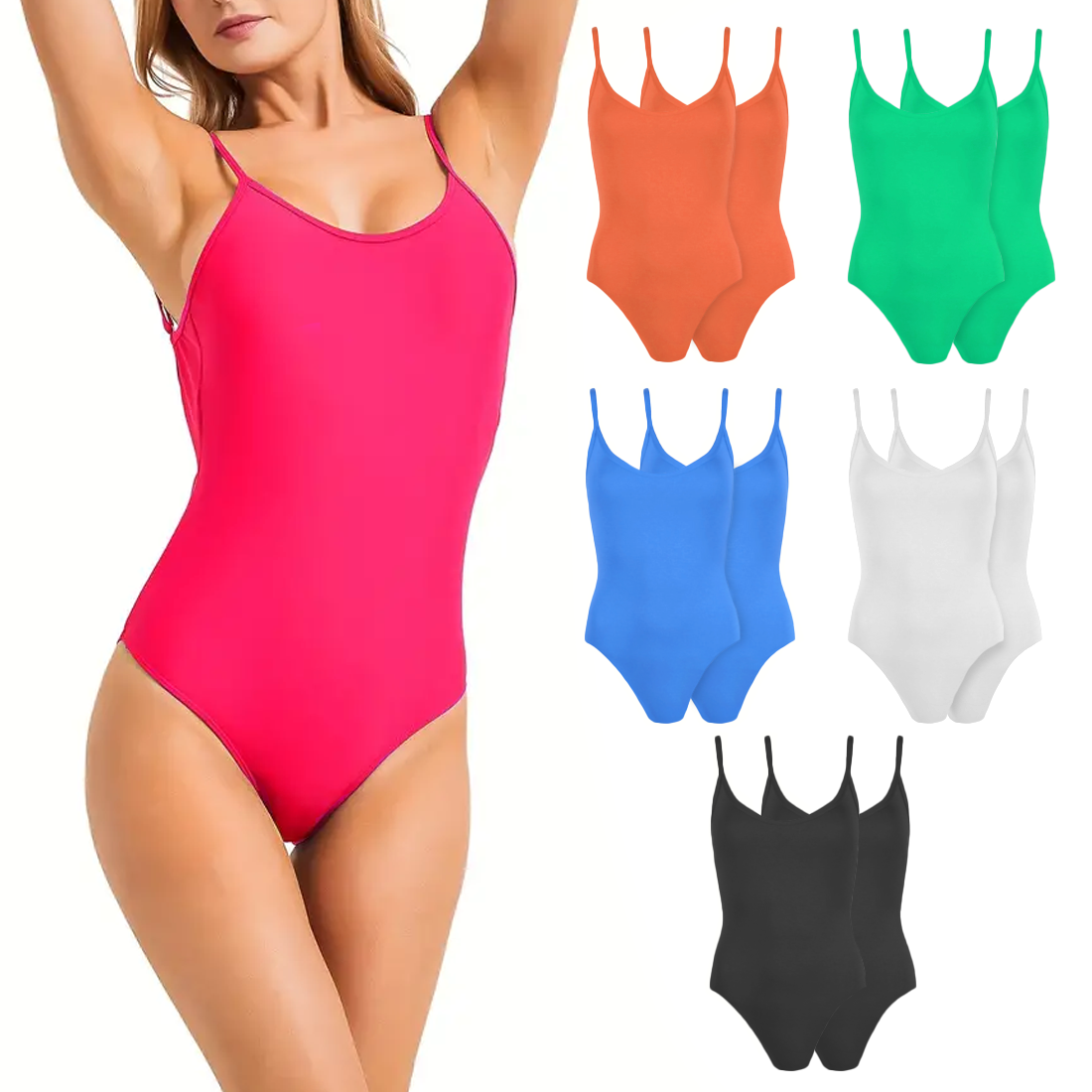 2 PZ Maillot de Bain Une-Pièce Femme MADRID Élastique Push Up Uni Beachwear
