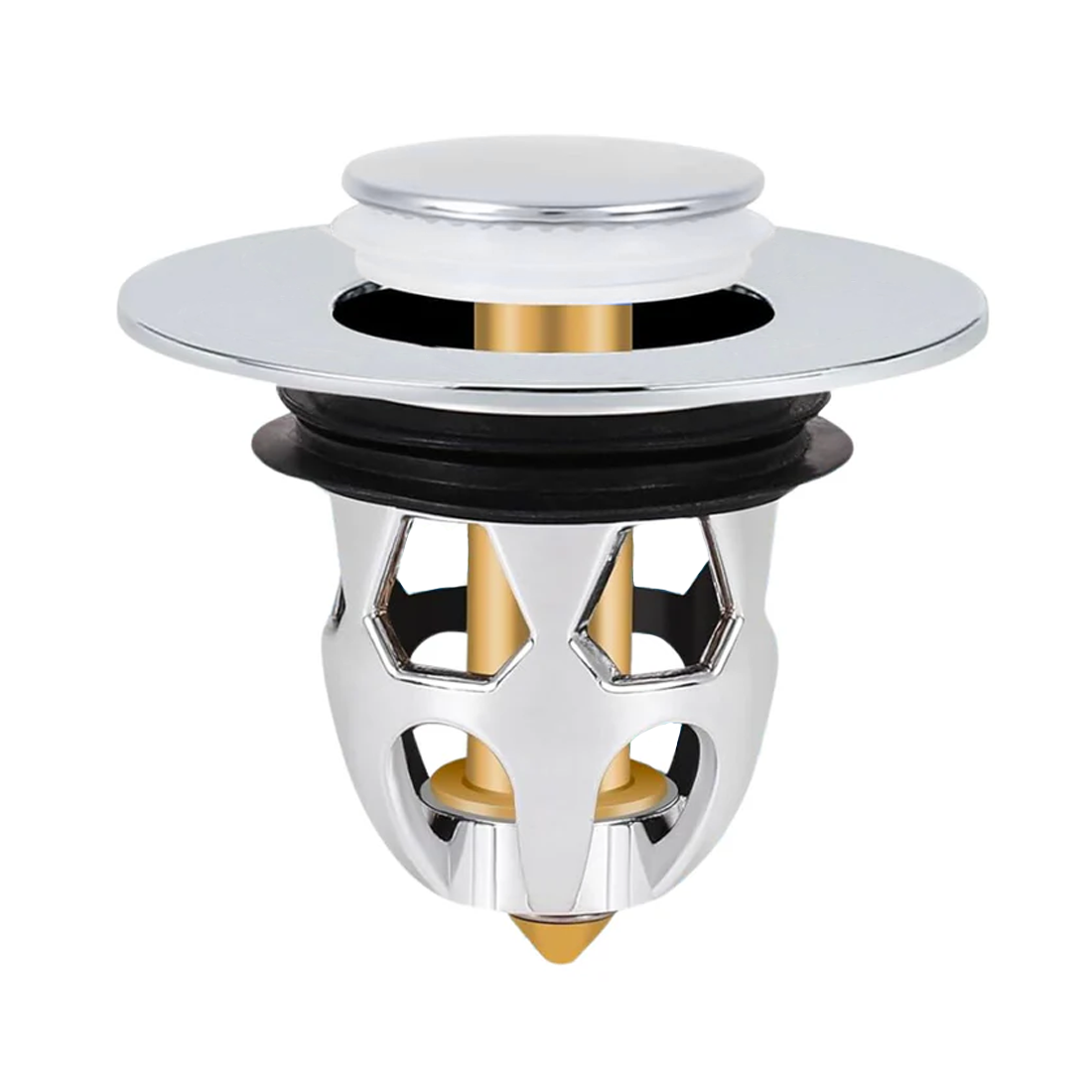 Bouchon lavabo universel système pop-up, filtre anti-blocage ABS 34-40 mm.