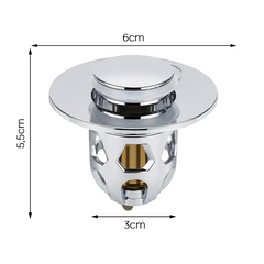 Bouchon lavabo universel système pop-up, filtre anti-blocage ABS 34-40 mm.