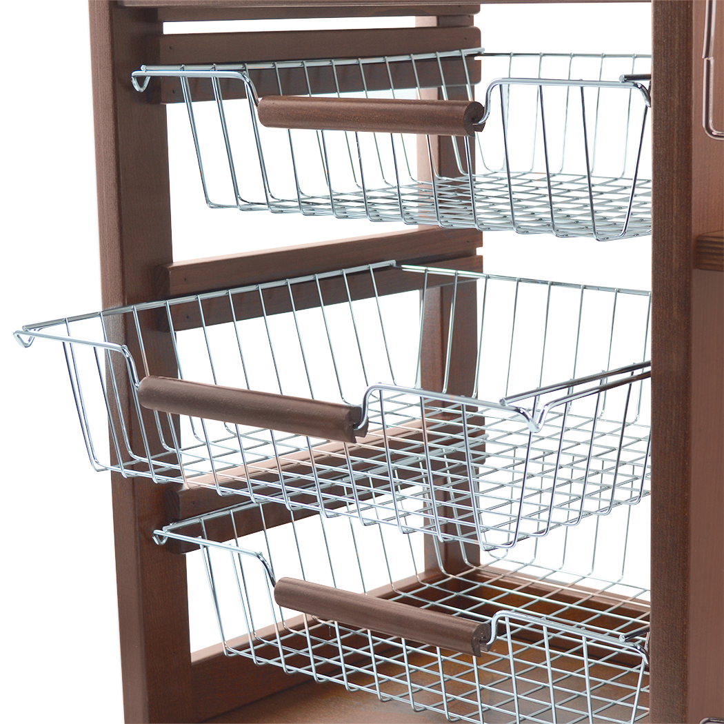 MAS017 Vesuvio Noyer Chariot 57x38x82h cm avec porte-bouteille et porte-pain