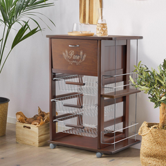 MAS017 Vesuvio Noyer Chariot 57x38x82h cm avec porte-bouteille et porte-pain