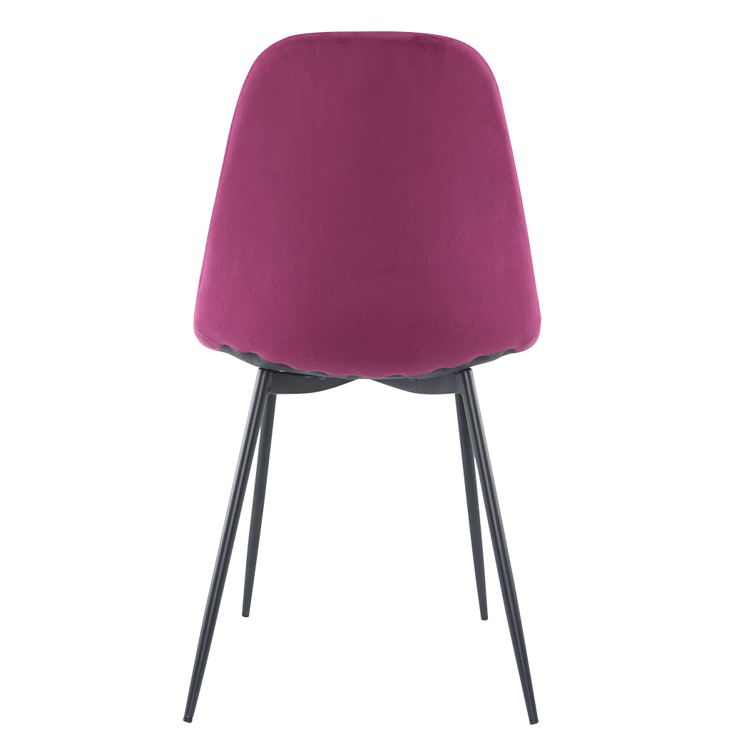 Lot de 4 chaises LOLA au design moderne en velours, structure en métal.