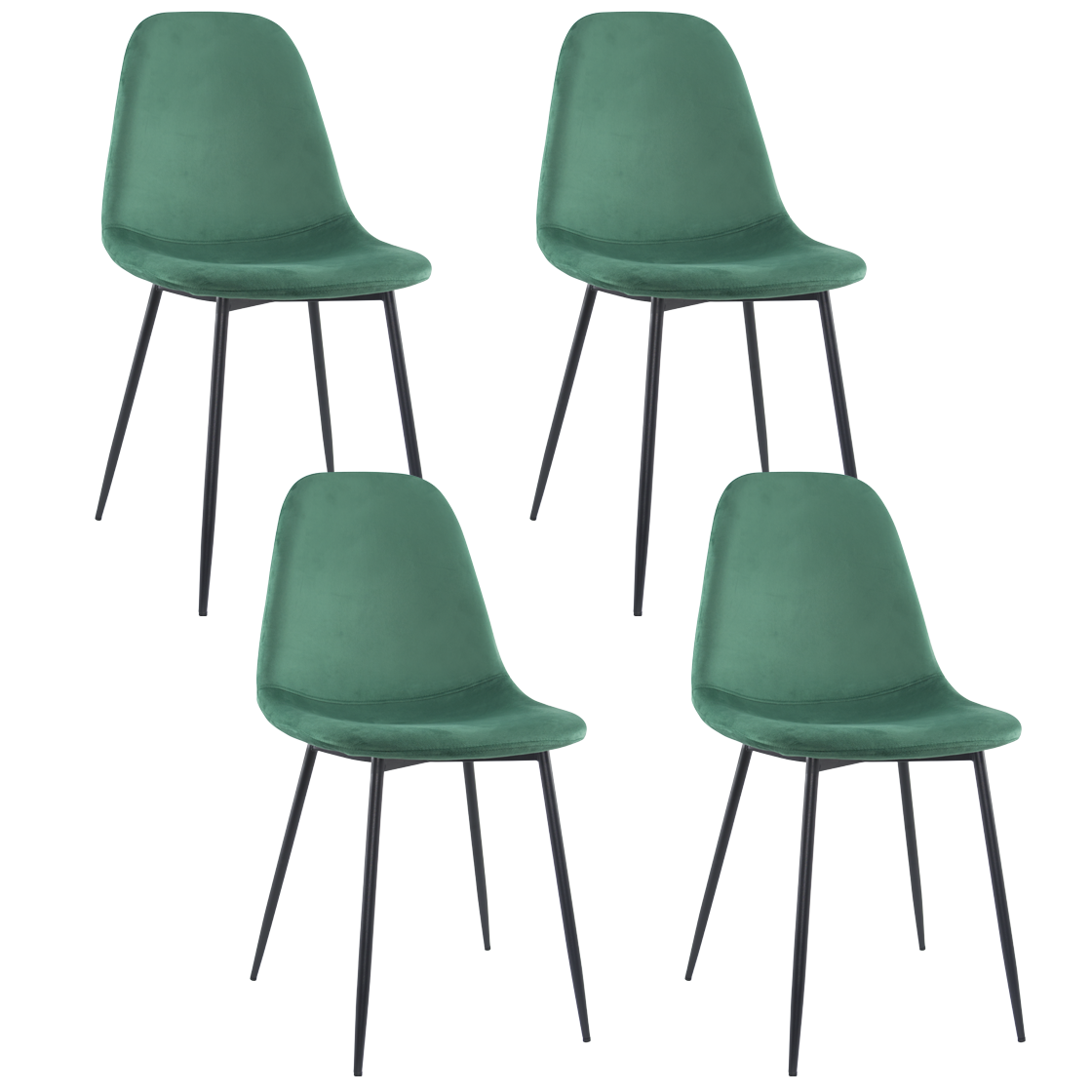 Lot de 4 chaises LOLA au design moderne en velours, structure en métal.