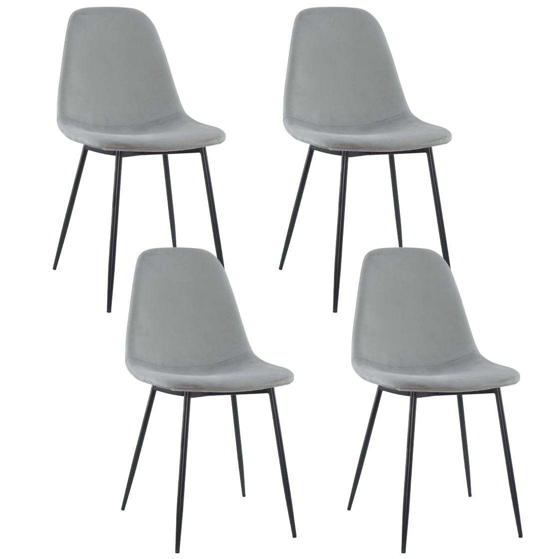 Lot de 4 chaises LOLA au design moderne en velours, structure en métal.