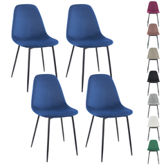 Lot de 4 chaises LOLA au design moderne en velours, structure en métal.