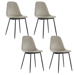 Lot de 4 chaises LOLA au design moderne en velours, structure en métal.