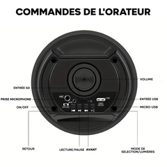 Haut-parleur Bluetooth avec microphone karaoké et lumière LED, portable
