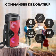 Haut-parleur Bluetooth avec microphone karaoké et lumière LED, portable