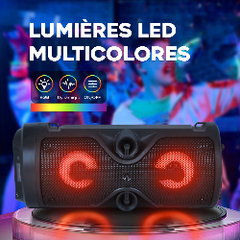 Haut-parleur Bluetooth avec microphone karaoké et lumière LED, portable