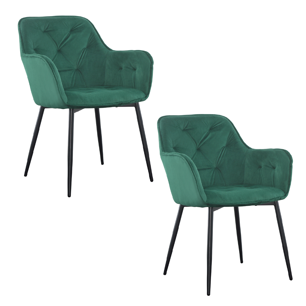 Ensemble de 2 fauteuils en velours QUEEN rétro, avec dossier rembourré.