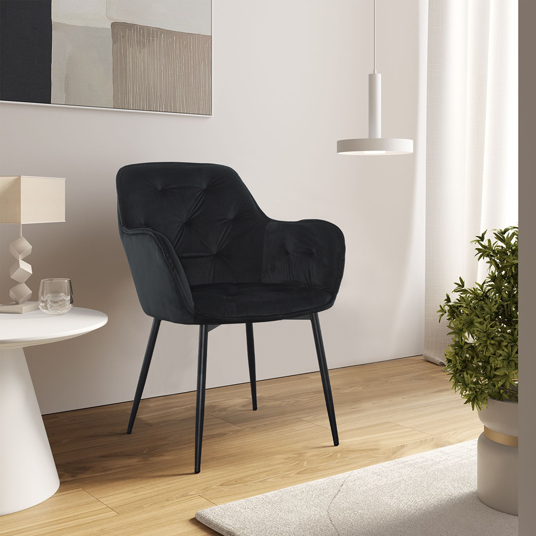 Ensemble de 2 fauteuils en velours QUEEN rétro, avec dossier rembourré.