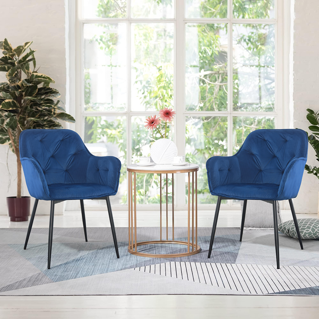 Ensemble de 2 fauteuils en velours QUEEN rétro, avec dossier rembourré.