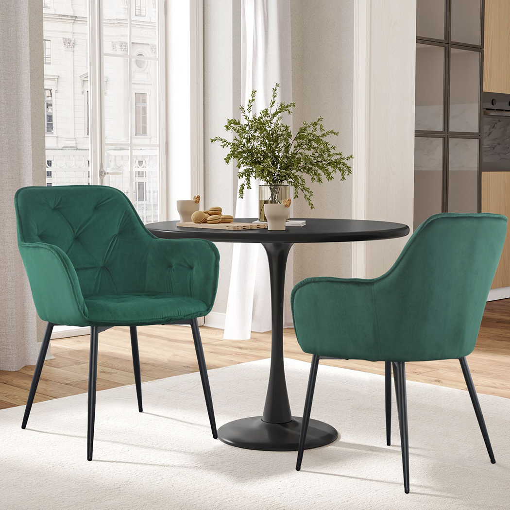 Ensemble de 2 fauteuils en velours QUEEN rétro, avec dossier rembourré.