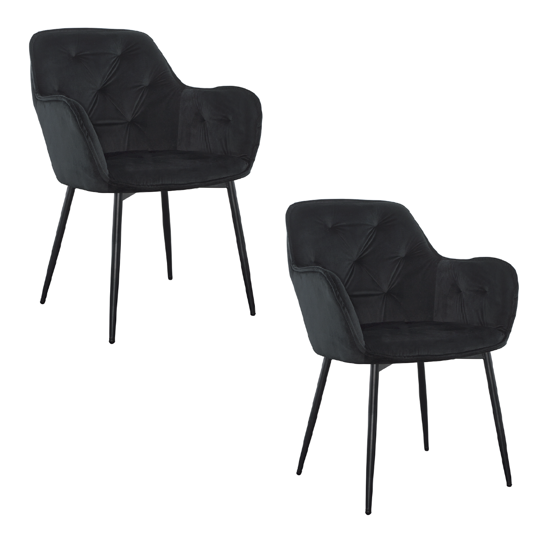 Ensemble de 2 fauteuils en velours QUEEN rétro, avec dossier rembourré.