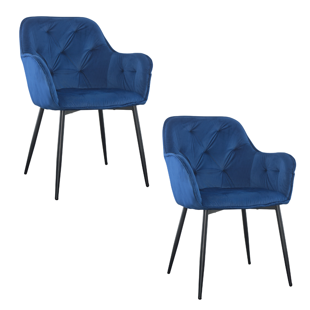 Ensemble de 2 fauteuils en velours QUEEN rétro, avec dossier rembourré.