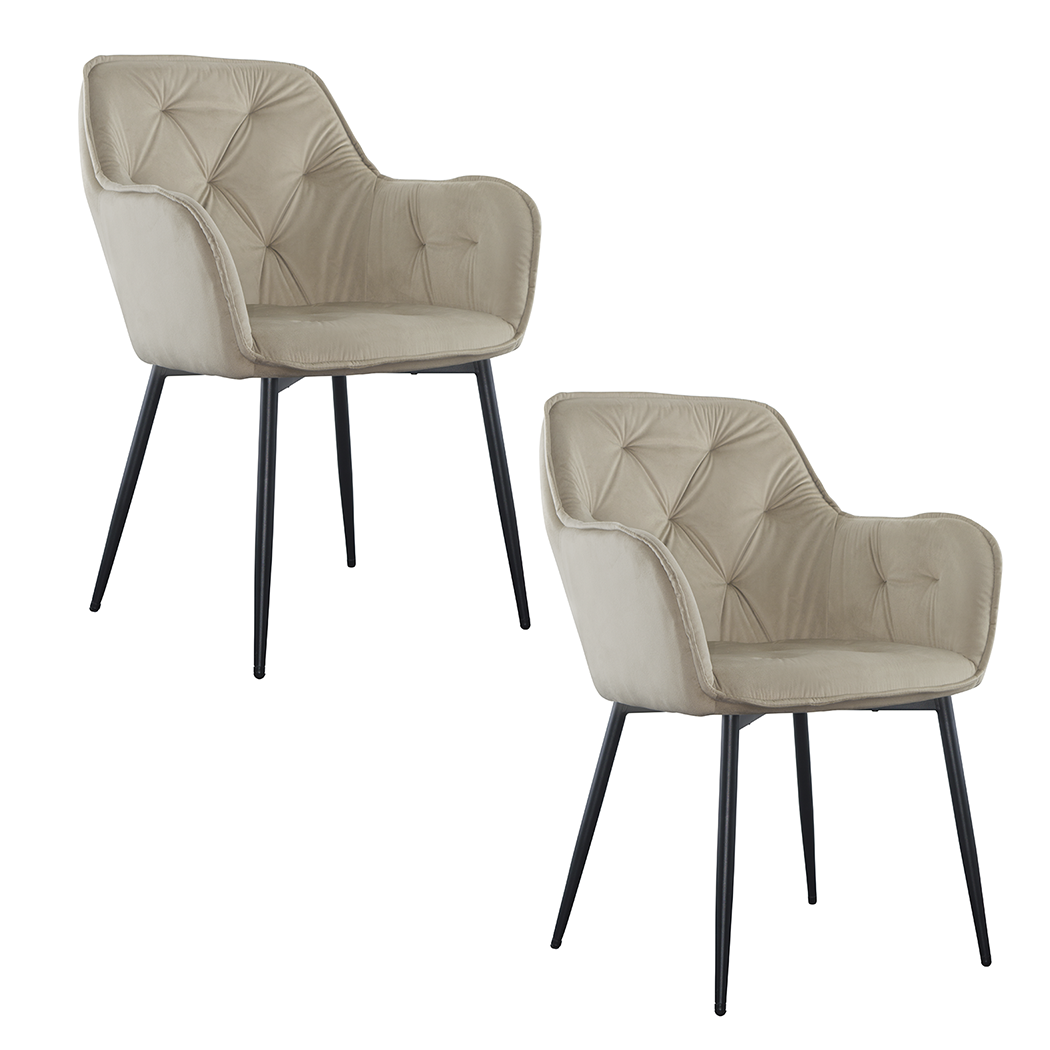 Ensemble de 2 fauteuils en velours QUEEN rétro, avec dossier rembourré.