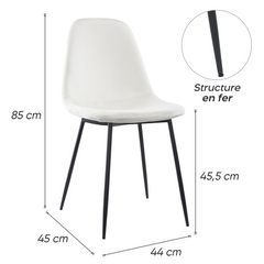Lot de 4 chaises LOLA au design moderne en velours, structure en métal.